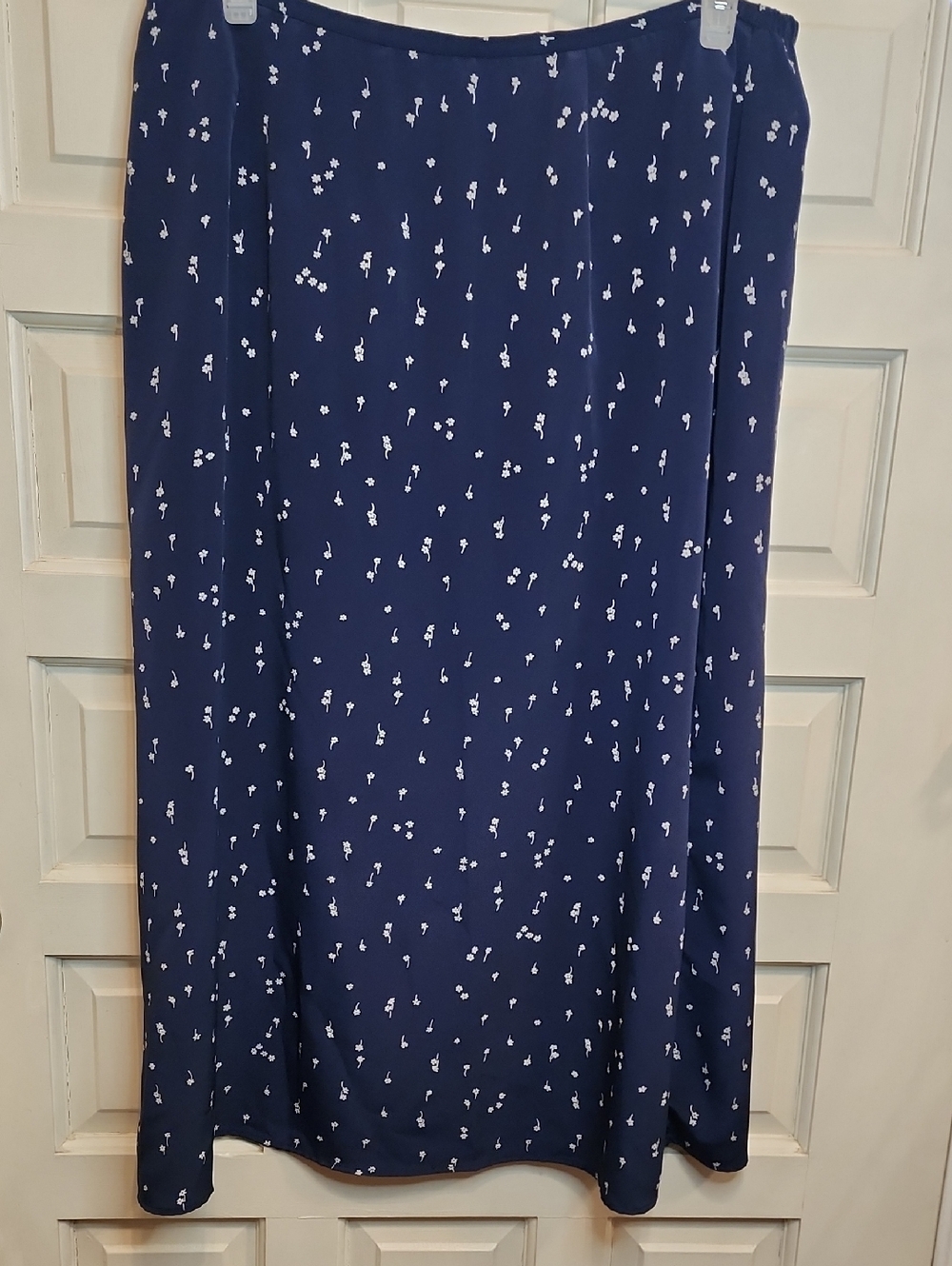 Joan Leslie Navy Maxi Skirt with Tiny White Floral Print